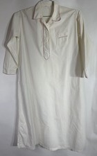 Vintage White Cotton Night Shirt Red Trim Medium