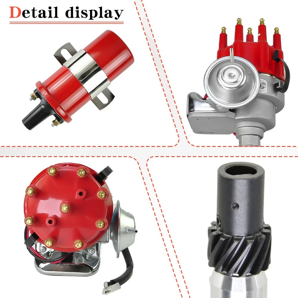 DISTRIBUIDOR HEI DE TAPA PEQUEÑA + BOBINA ROJA + CABLES DE 8,5 mm bajo escape 327350 para CHEVY Foto 3 de 4