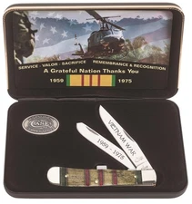 Case xx Knives Trapper Vietnam War Veteran Ribbon Natural Bone 22040