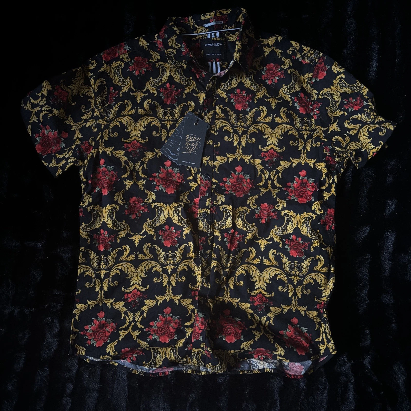 Denim & Flower Button up shirt - Men’s L