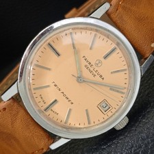 VINTAGE FAVRE LEUBA TWIN POWER HAND-WINDING SWISS MENS BEIGE WATCH a703852-2
