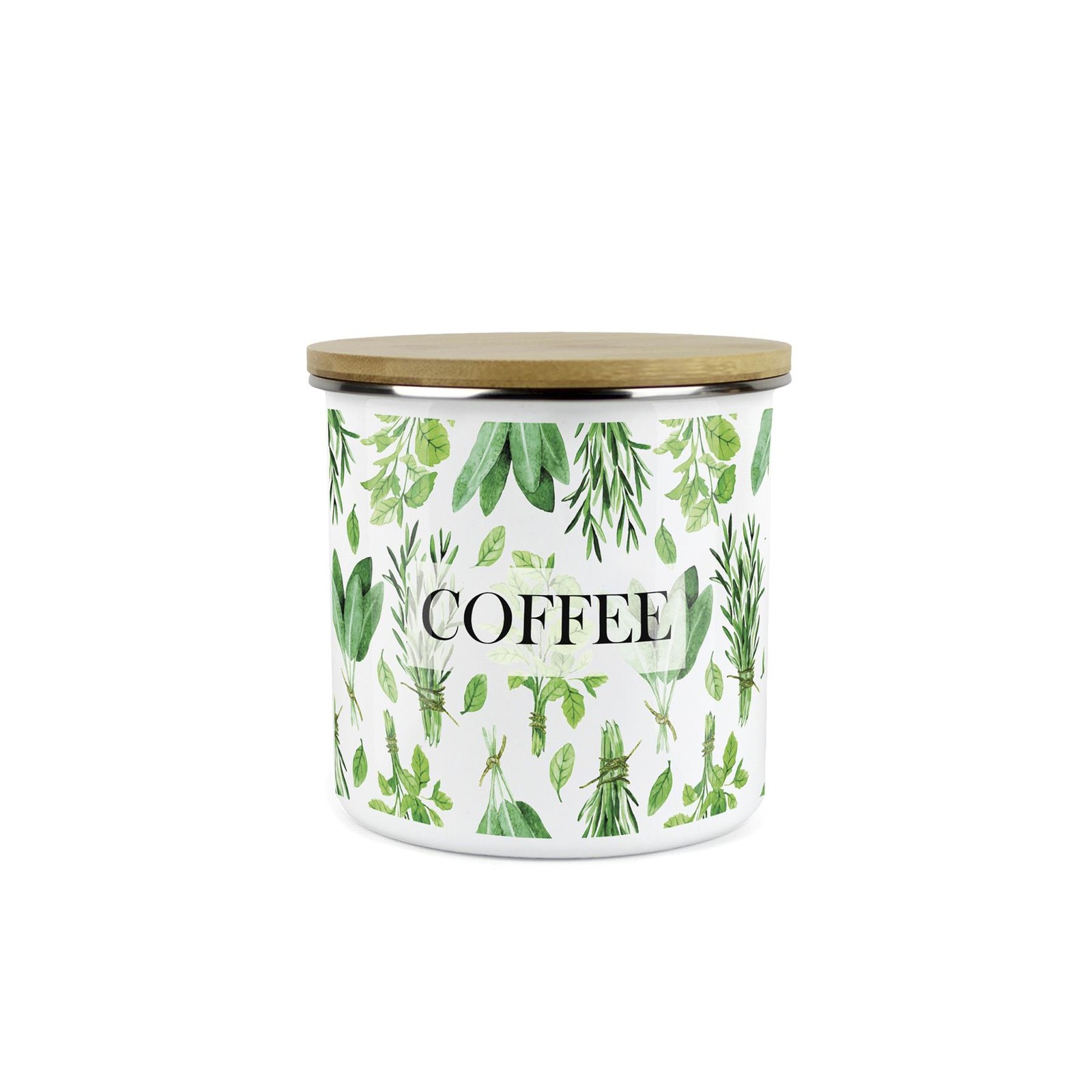 Kitchen Herbs Coffee Canister - Green Leaves Medium Kitchen Storage Jar