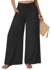 Netsmile Women Wide Leg Palazzo Pants Gaucho Flowy Boho with Pockets High W...
