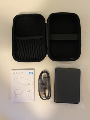 WD Elements External Portable Hard Drive with USB, Case and Manual