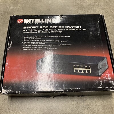 Full 8-Port 7.3 Watts PoE Ethernet Office Switch, Intellinet 560412
