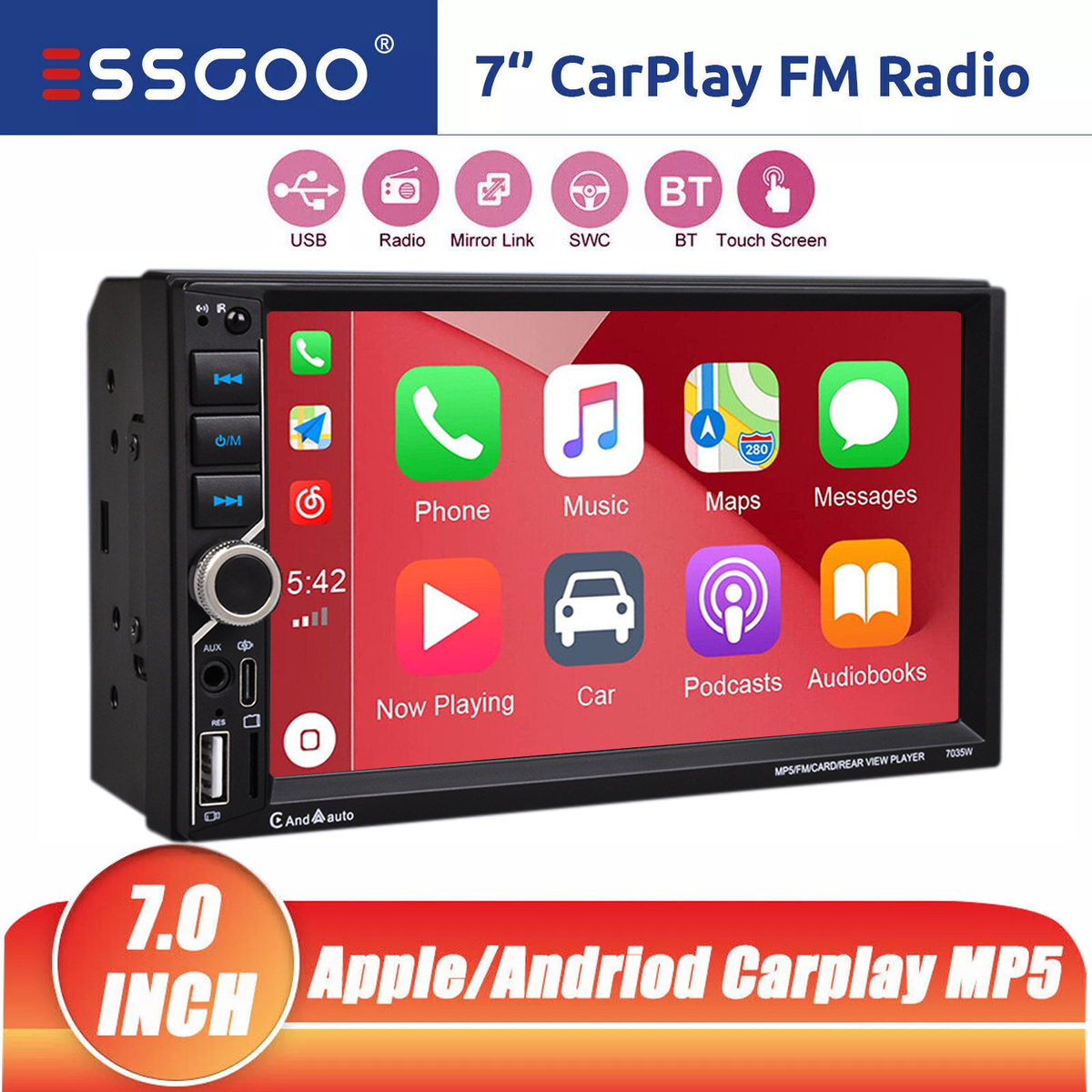 7 inch Double 2 Din Car Stereo Radio Apple CarPlay/Android Auto