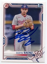 DUSTIN SAENZ SIGNED 2021 1st BOWMAN BASEBALL CARD WASHINGTON NATIONALS #BD-14