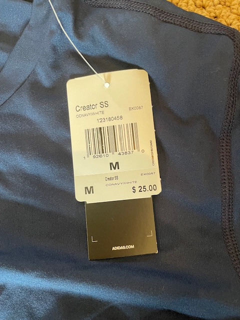 NEW!! Mens Adias Creator Tee MED  Blue w/White Logo!