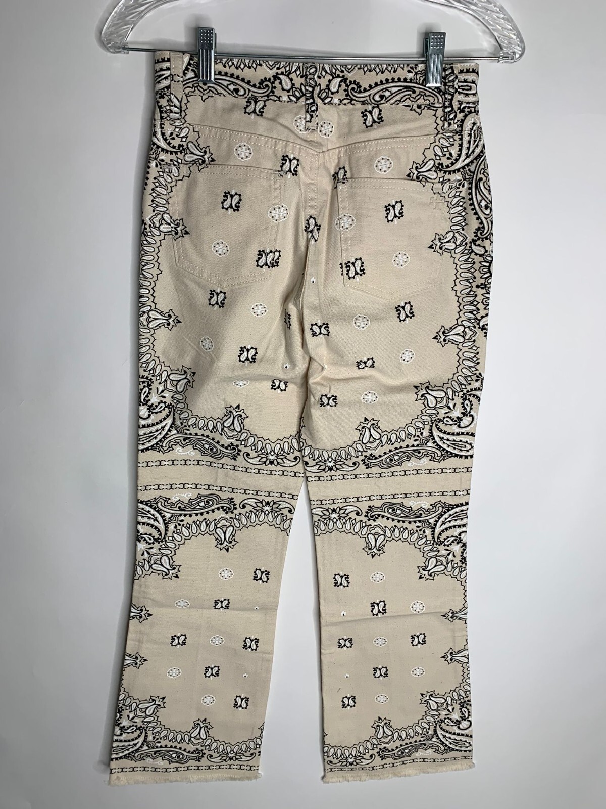 Tory Burch Womens 25 Raw Hem Boot Cut Denim Pant Jeans Ivory Americana Bandana | eBay Tory Burch Womens 25 Raw Hem Boot Cut Denim Pant Jeans Ivory Americana Bandana | eBay