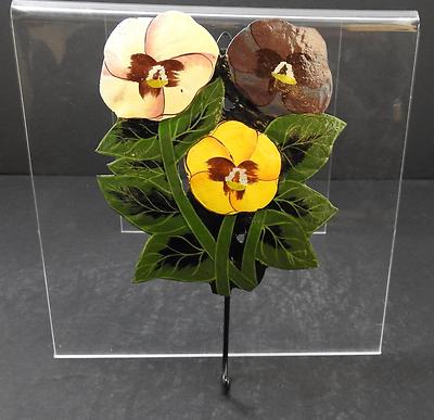 Vintage Handpainted Flower Leaf Hook Wall Art Metal Hanger Key Coat Hat 10'' GD11