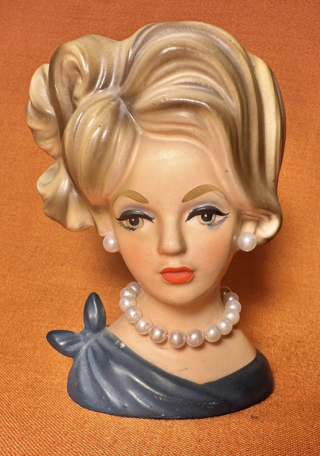 Vintage NAPCO Napcoware Lady Head Vase Pearls Brown/blonde Hair C7313 Earrings eBay