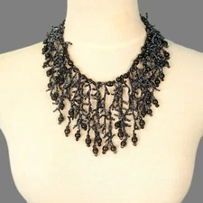 14" Black Hematite Color Dangle Handmade Seed Bead Choker Necklace