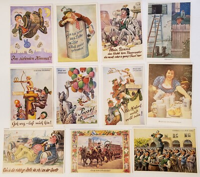 Lot of 11 Oktoberfest Munchen Humorous Gruss Germany Unposted Postcards