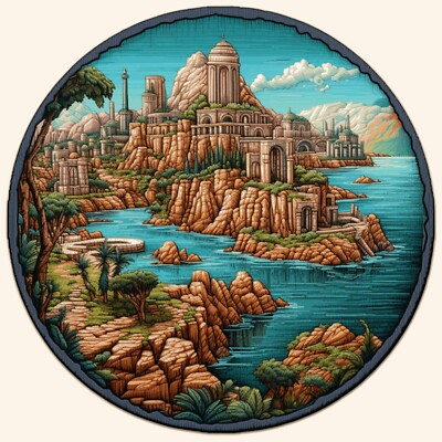 Lost City of Atlantis Applique Patch -  Ancient Civilization Badge (Iron on)