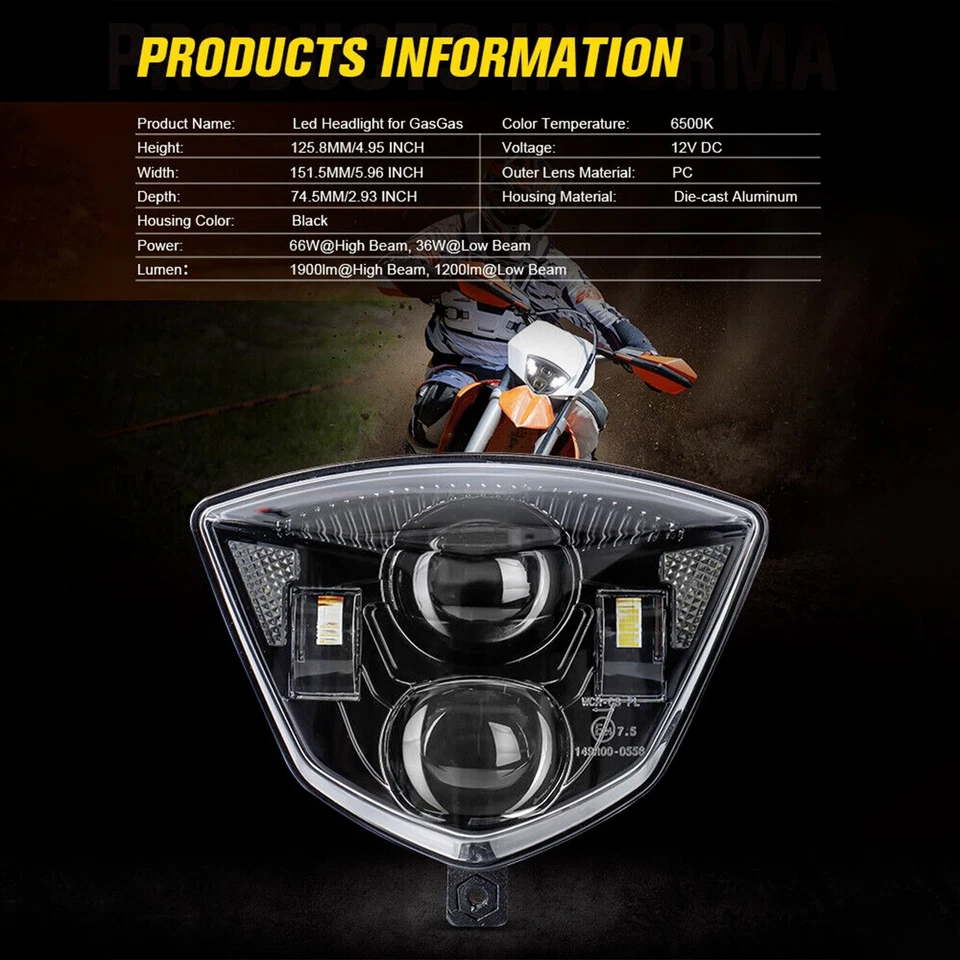 For KTM 2005-2007 125 200 250 300 400 450 525 EXC EXCF LED Head lights with DRLs - Image 4 of 4