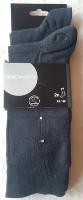 2 paires de chaussettes gris anthracite neuves 43/46 en fil d'Ecosse Bronzini - Photo 1/2