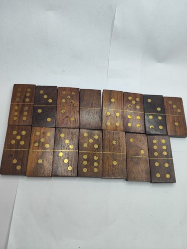 Dominoes Game Marshall Collegiate Wood Dominoes In Wood Storage Box - Picture 5 of 5