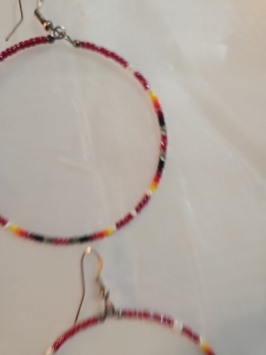 NEW NATIVE AMERICAN BEADED HOOP EARRINGS - Picture 5 of 5
