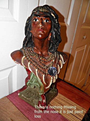 Rare VINTAGE Hiawatha Native American bust 20" plus tall Beautiful DETAIL BIN - Picture 5 of 12