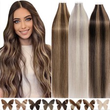 80pcs CLEARANCE Tape In 100 Real Remy Human Hair Extensions Skin Weft Full Head