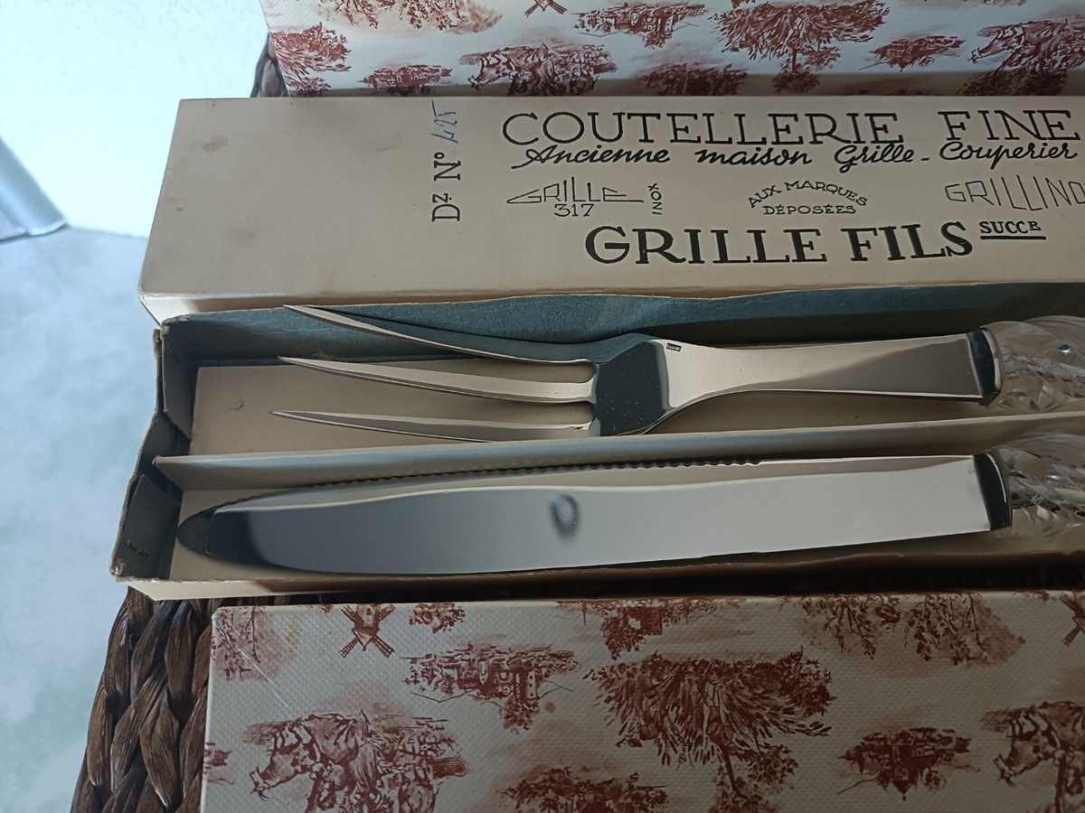 Grands Couverts Inox De Coutellerie De Thiers Ancien Avec Manches Torsadés