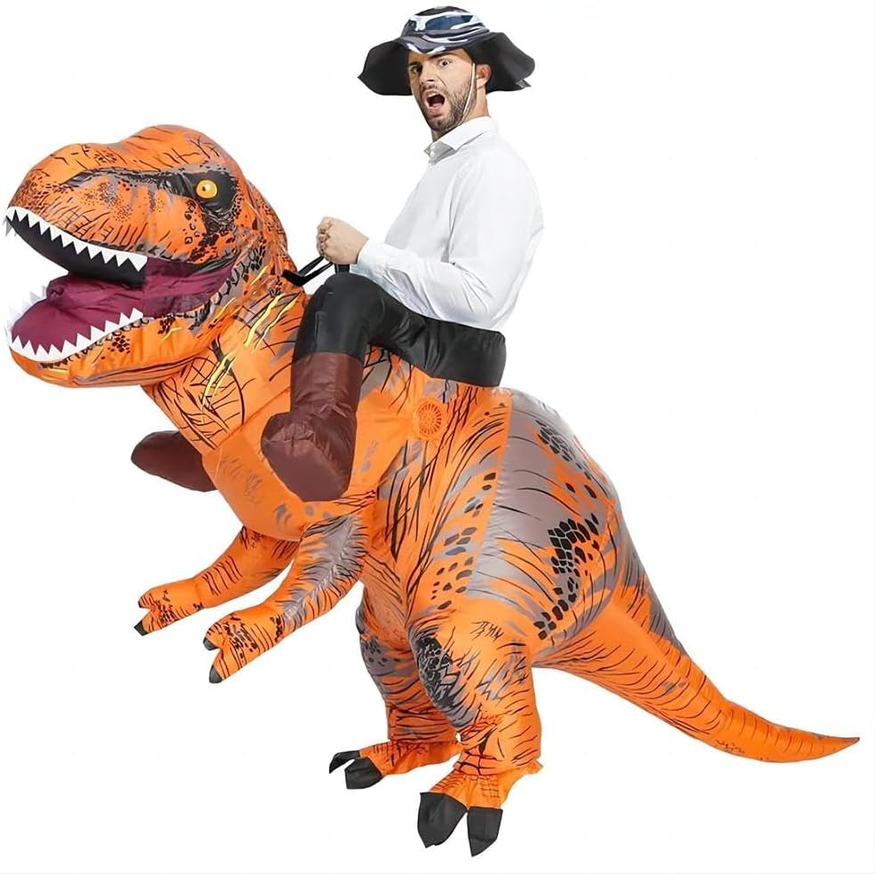 Inflatable Dinosaur Costume for Adult Blow up RideOn TRex Party Fancy