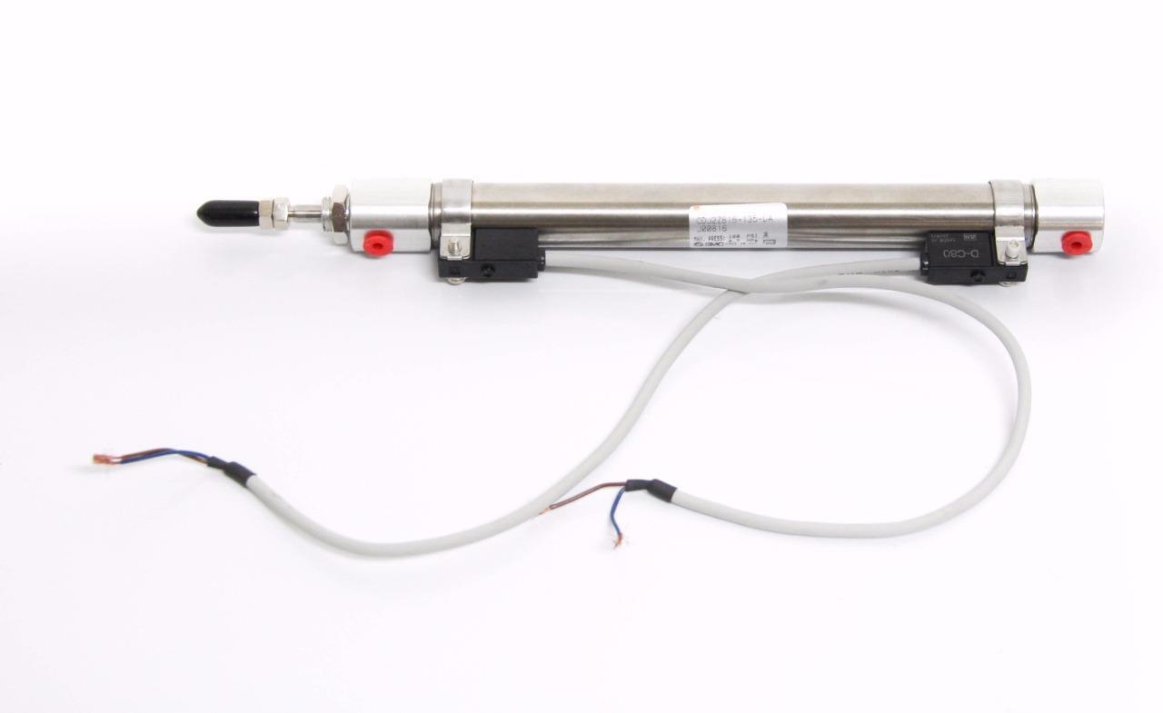 SMC CDJ2ZB16-135-DA J00816 Round Body Air Cylinder w/ Auto Switch & Cables (4158
