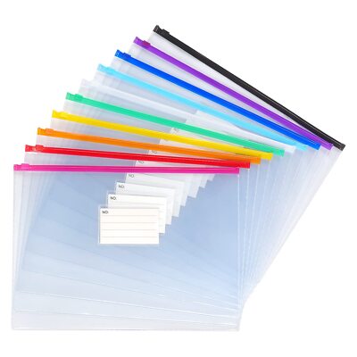 10 Pack Plastic Envelope Poly Zip Envelope File Folders Letter Size for Office