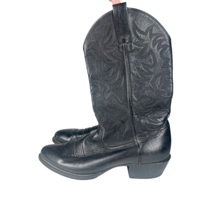 Ariat Heritage R Toe Western Cowboy Boots Black Deertan Leather