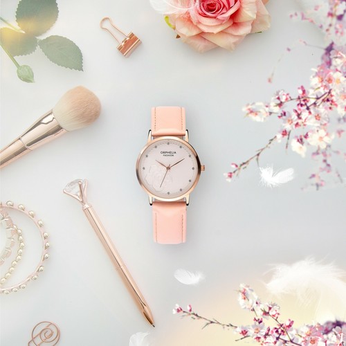 Orphelia Fashion Różowy damski analogowy zegarek kwiat płatków OF711902 - Zdjęcie 5 z 7