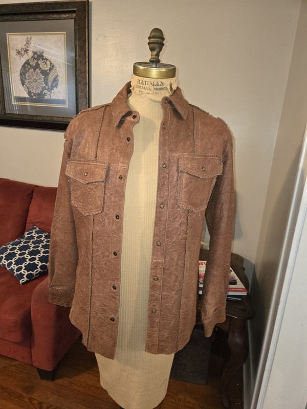 Murano Mens Leather  Jacket/ Shirt, Size L,paid $500.00 Ask.$125.00
