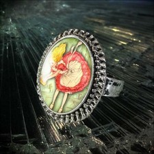 Alice in Wonderland Psychedelic Fantasy Handmade Glass Ring