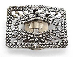 Antique Victorian French Cut steel buckle ornate patterned vintage shoe clip