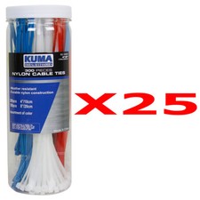 25 Sets KUMA 300 Piece 4" 8" Self Lock Nylon Wrap Loop Cable Cord Wire Zip Ties