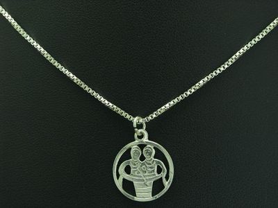 835 Silver Chain & 830 Silver Pendant / Zodiac Gemini / 42.5cm / 4.5g