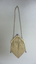 Gold Mesh Art Deco Handbag, Sapphire Cabochon Accents, c. 1900