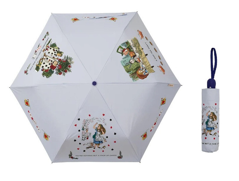 Signare Alice in Wonderland Party Automatic Folding UV Compact Umbrella Brolley