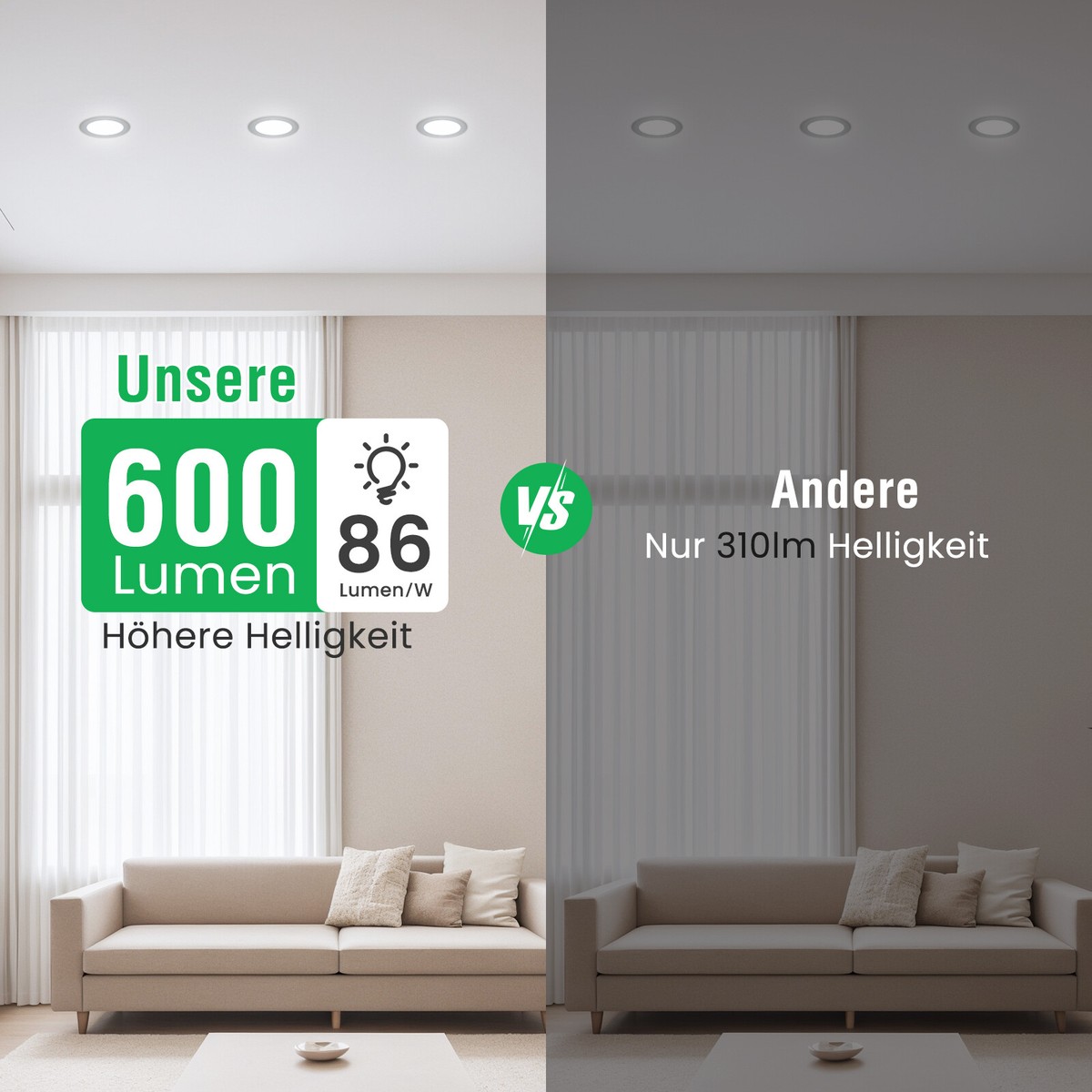Beln Melns Ultraflache LED Einbaustrahler – 5W, 6500K, IP44, 6er Set
