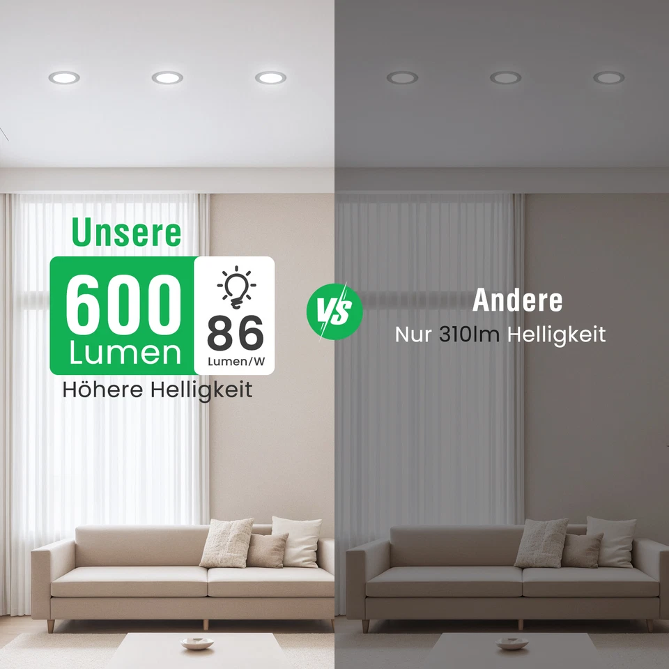 68mm LED Einbaustrahler Ultra Flach 7W IP44/IP65 Einbauleuchte Einbauspot 230V - Bild 3 von 4