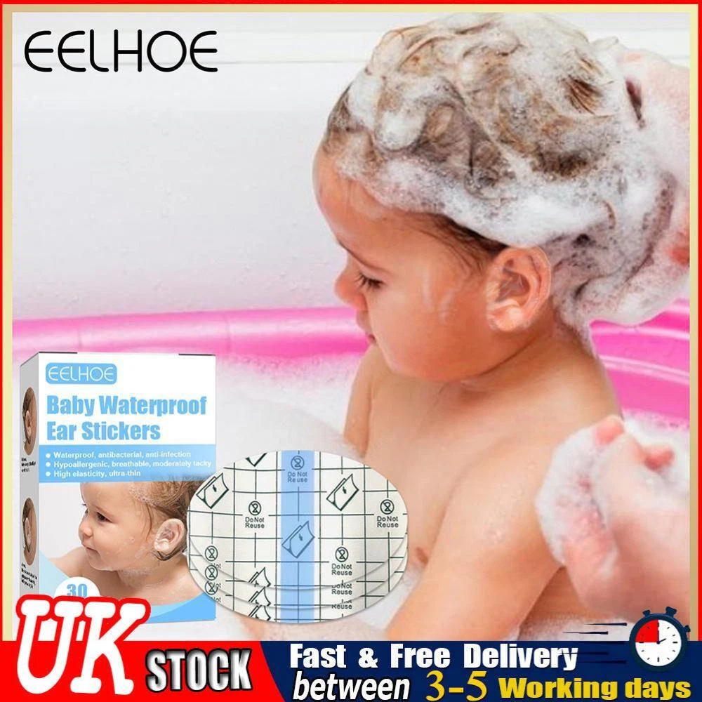 UK 30pcs Baby Waterproof Ear Stickers Swimming Infant Disposable