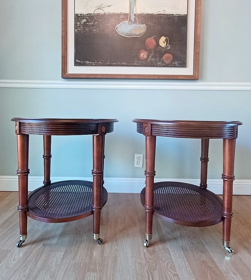 A Set / Pair British Classics Freeport Oval Round Table by Ethan Allen
