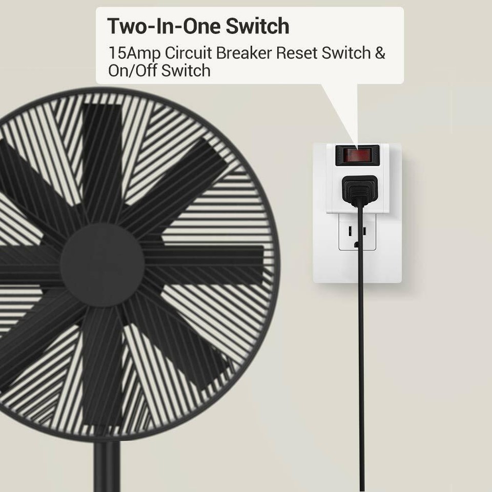 DEWENWILS 3 Pack Grounded Single Port Power Adapter Wall outlet On/Off ...