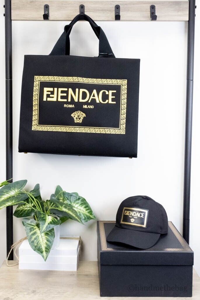 Fendi x Versace Fendace Black Canvas Convertible Large Shopping Tote 8 –  Queen Bee of Beverly Hills