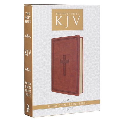 The Holy Bible King James Version Super Giant Print Tan Jesus words in red - Imagen 2 de 7