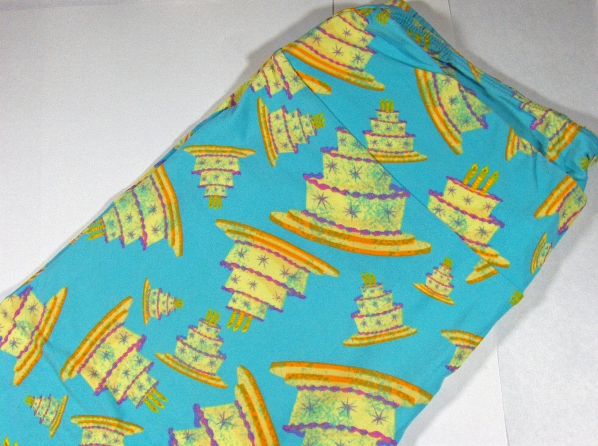 Leggings LulaRoe Vintage Tall & Curvy - Motif Oiseaux Bleus Sur Fil - Rose Poussiéreux