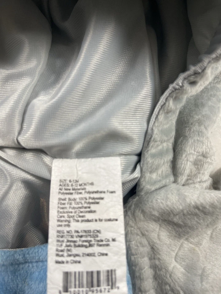 Triceratops Dinosaur Dino Baby Costume with Tail 6-12 Months Plush Warm Outfit - Image 4 of 4