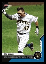 2020 Topps Now Blue Parallel /49 #175 Eric Sogard Milwaukee Brewers