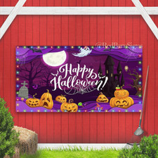 Halloween Pumpkin Ghost Banner Backdrop for Garage Door Decoration