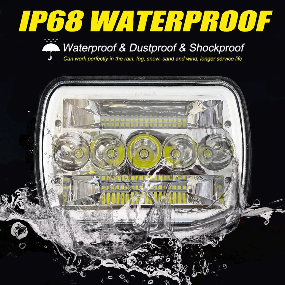 Faros LED Hi-Lo DRL Fit GMC C1500 C2500 C3500 79-86 2 piezas 7x6" intermitente Foto 3 de 4