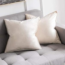 Pack of 2 Decorative Velvet Throw Pillow 18" x 18" Pack of 2 Cream White